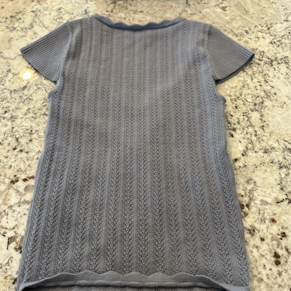 Gray Ribbed Knit Top Aritza